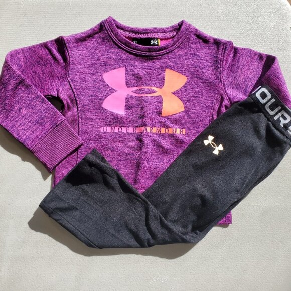 Under Armour Girls 2T Sweatshirt and Leggings Purple Black Brand NEW